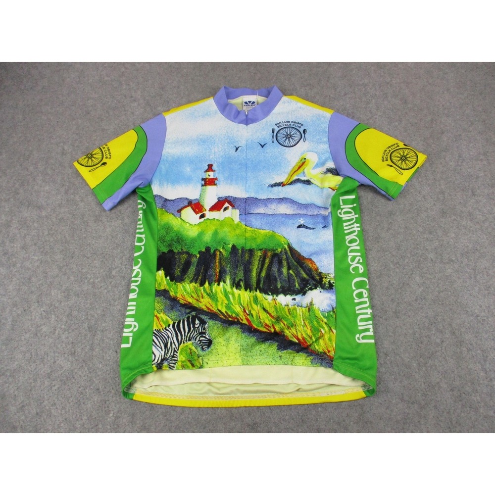 Voler Jersey Shirt Mens Medium Yellow San Luis Obispo Cycling Lighthouse Beach